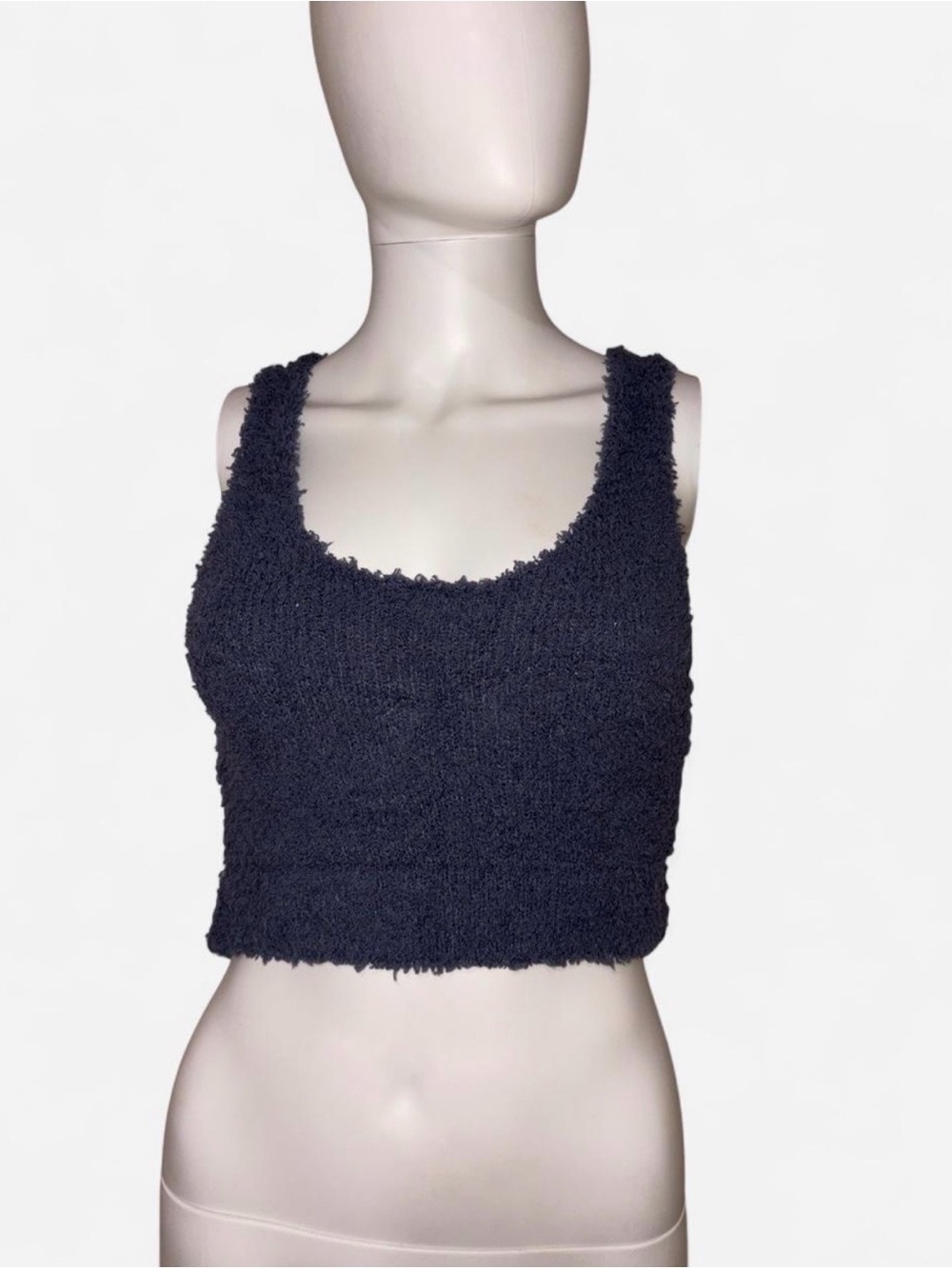 POL Textured Scoop Crop Tank navy blue